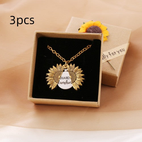 You Are My Sunshine Sunflower Necklace Women Men Pi-Mart