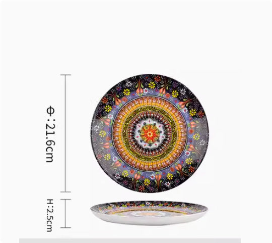 Underglaze Ceramic Tableware Bohemian Household Dishes Pi-Mart