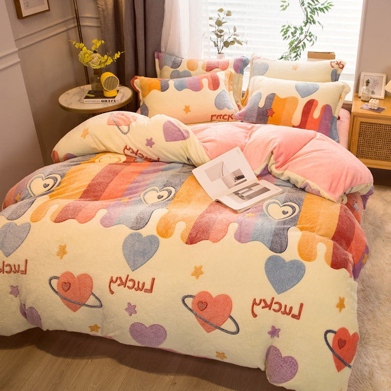 Milk Duvet Set Single Thickened Double Sided Duvet Cover Pi-Mart
