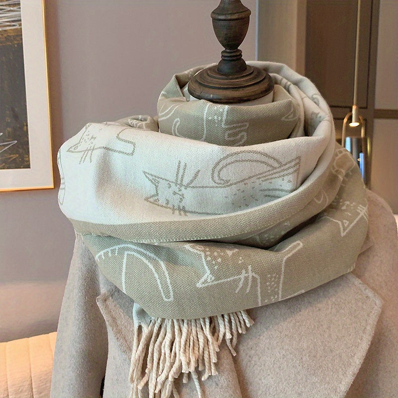 Simple Cartoon Tassel Scarf Fashion Outerwear Warm Wrap Office Nap Blanket Air Conditioning Room Windproof Shawl For Women Lootquake LLC