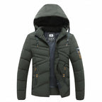 Men's Solid Color Hooded Polyester Cotton Coat