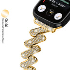 7-word Diamond Alloy Metal Classic Style Watch Band Pi-Mart