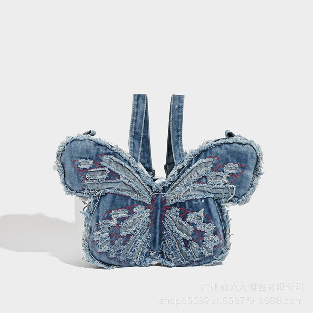 Design washed denim bag, butterfly shaped bag, punk denim bag, shoulder bag, backpack purse for women - SJB-DIAMOND ELITES