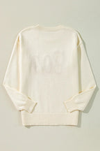 Apricot Halloween Boo Drop Shoulder Knit Sweater