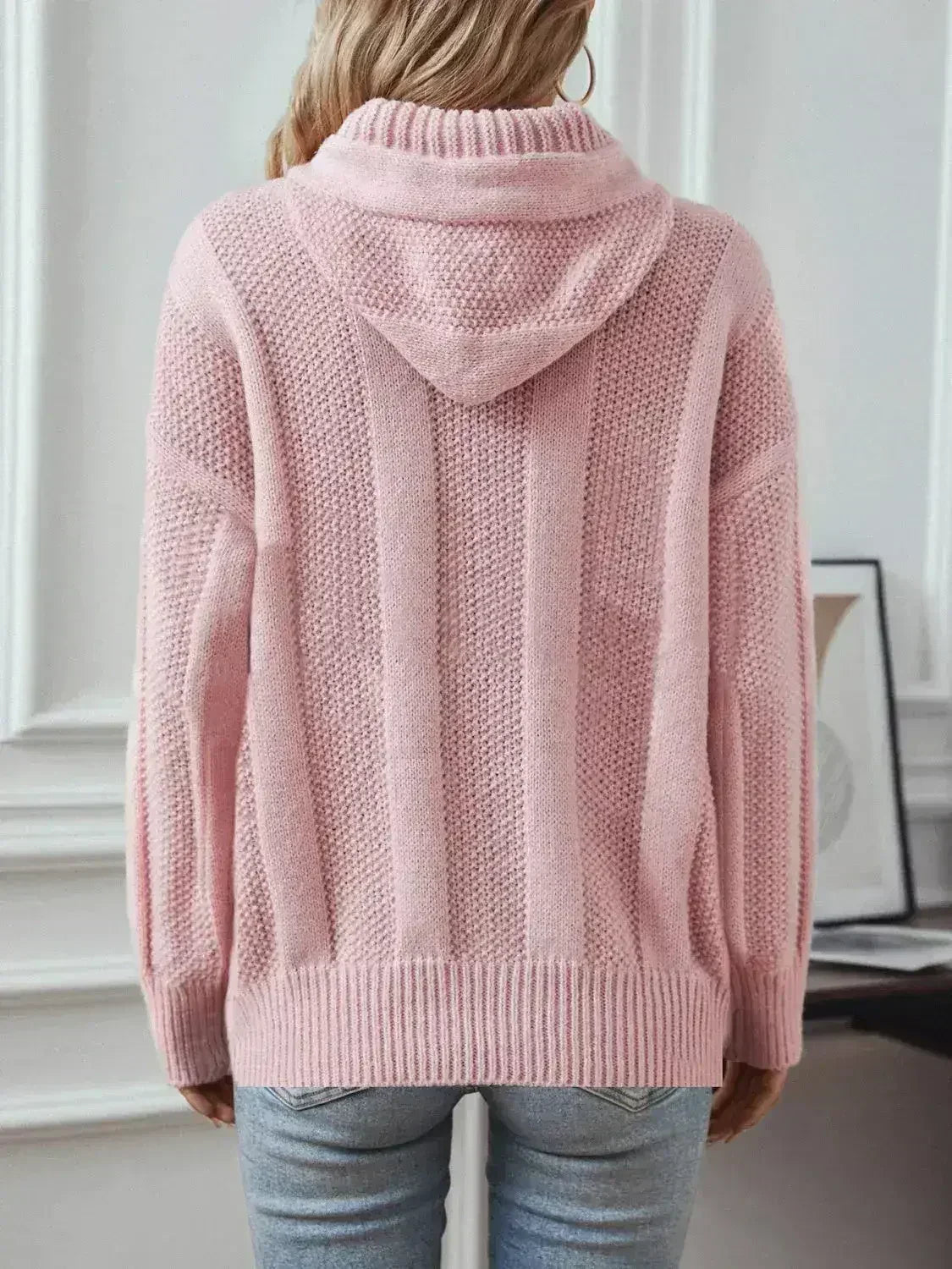 Drawstring Long Sleeve Hooded Sweater - SJB-DIAMOND ELITES