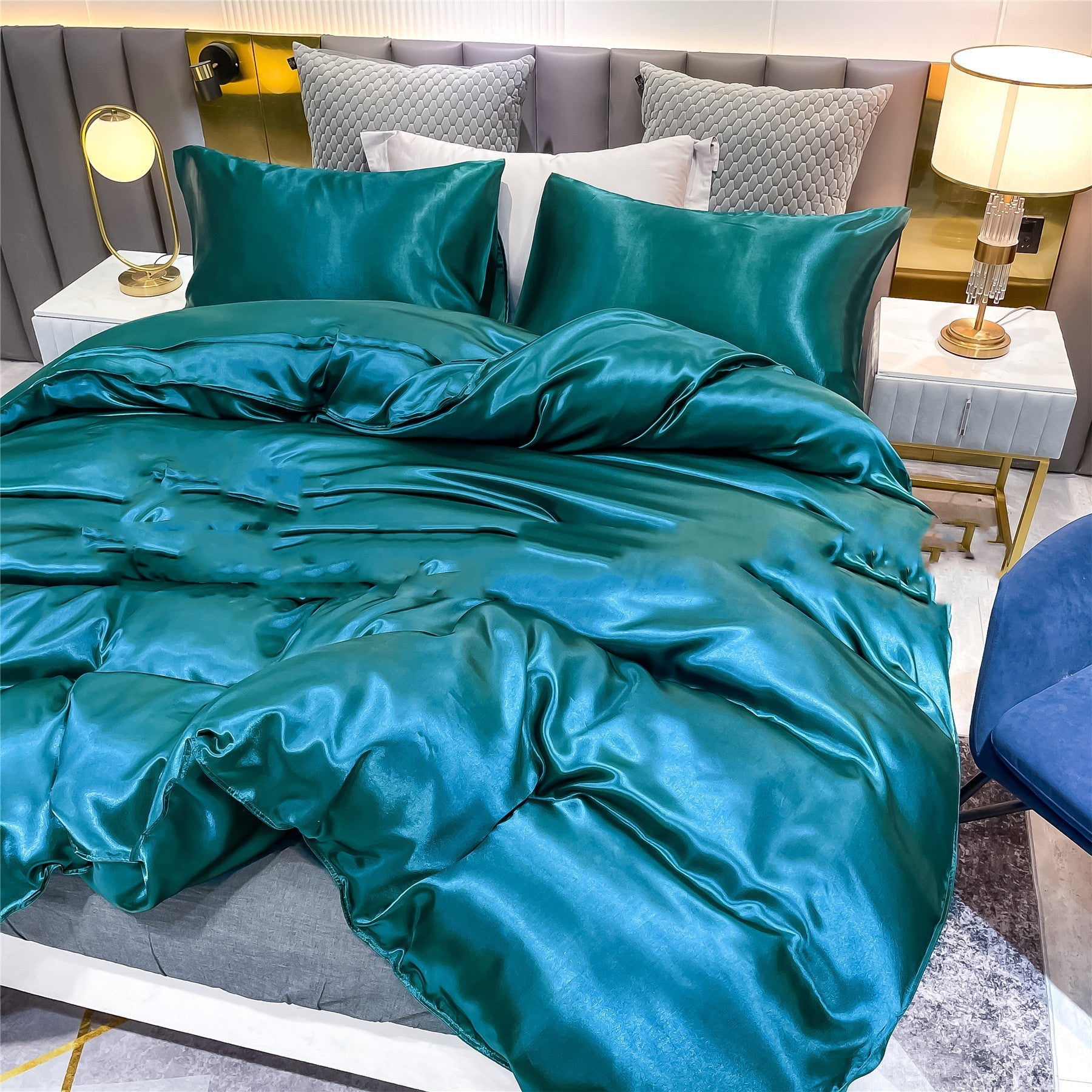 Satin Home Textile Quilt Cover Pillowcase Three-piece Set Pi-Mart