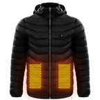 Men Heated Puffer Jacket Electric Heating Coat Insulated Hood Windbreaker 9Heat Zones