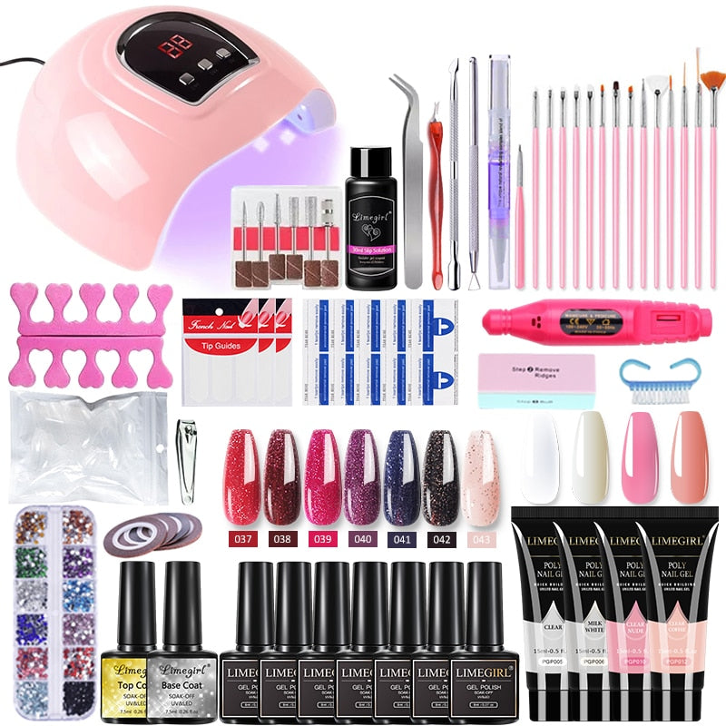 Poly nail Gel Kit With 54W UV Lamp Pi-Mart