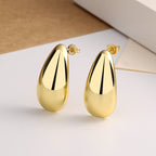 Fashion Jewelry Water Drop Glossy 16k Real Gold Plating Simple And Elegant Earrings Pi-Mart