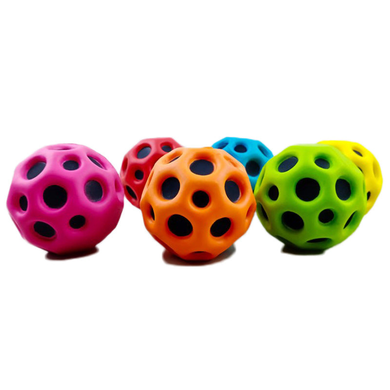 Hole Ball Soft Bouncy Ball Anti-fall Moon Shape Porous Bouncy Ball Kids Indoor Outdoor Toy Ergonomic Design Pi-Mart