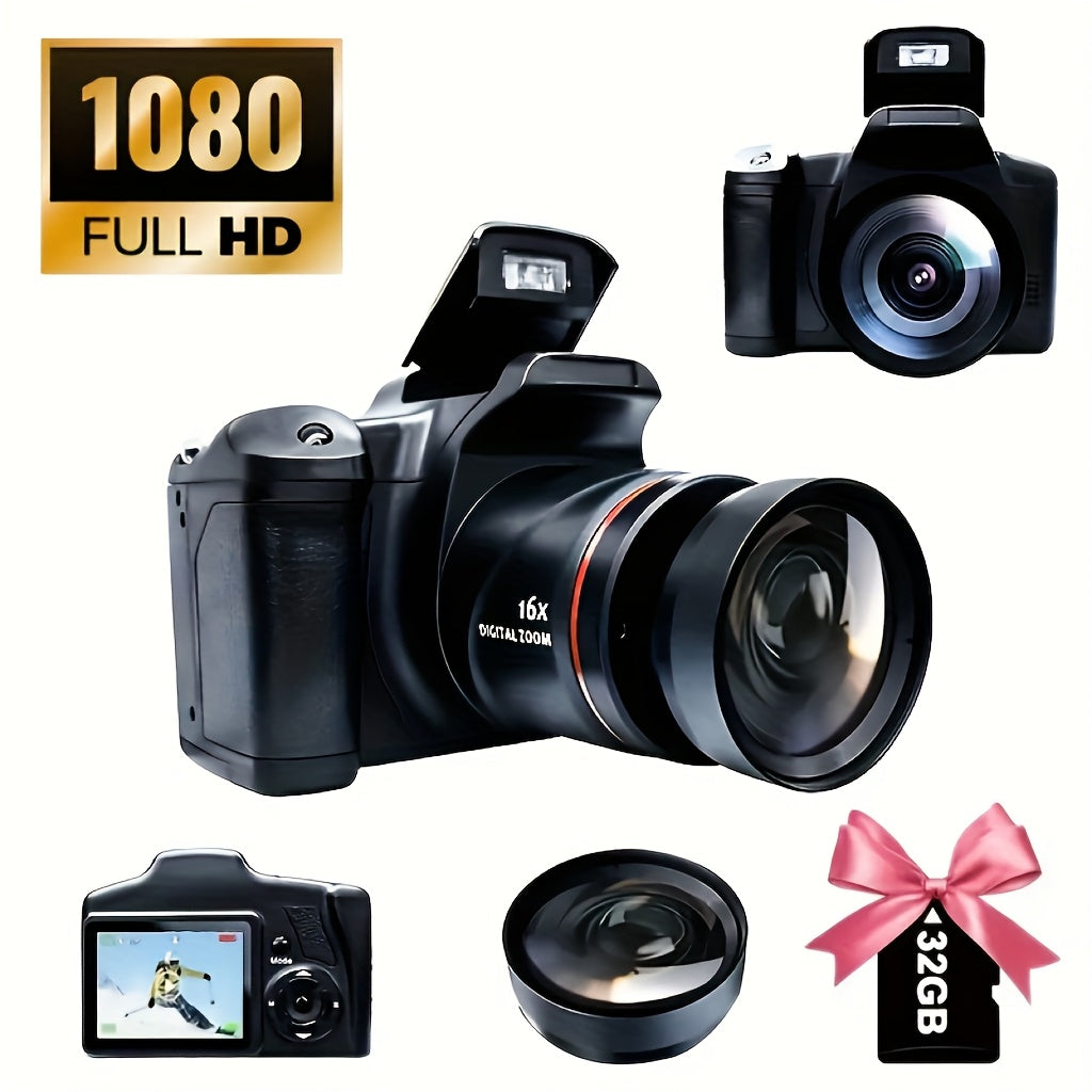 Digital Camera Photography With 2.4-inch LCD Screen, 16xdigital Camera 1080p Mini Camera Vlog Camera With 9.88mm Wide-angle Lens Cool Stuff Travel Essentials Gift, Body Camera Compact Travel Camera, Camera For Vlogqing, Camer Lootquake LLC