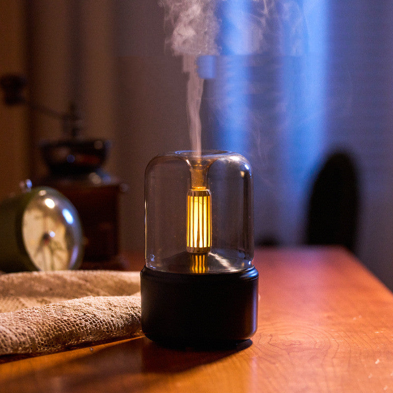 Atmosphere Light Humidifier Candlelight Aroma Diffuser Portable 120ml Electric USB Air Humidifier Cool Mist Maker Fogger 8-12 Hours With LED Night Light Pi-Mart