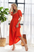Popcorn Smocked Puff Sleeve Dress For Women – Textured, Elegant, Fluttering, Feminine, Stylish, Trendy For Special Occasions Stevvex