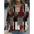 Women's Tops Checkered Sweaters Fleece Jackets Pi-Mart