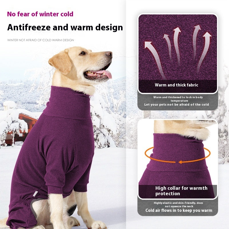 Dog Four-legged Clothes High Collar Warm Cold-proof Polar Fleece Dog Clothes Pi-Mart