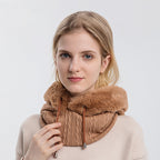 Winter Thick Plush Hat With Scarf Windproof Warm Knit Hats Hooded For Women
