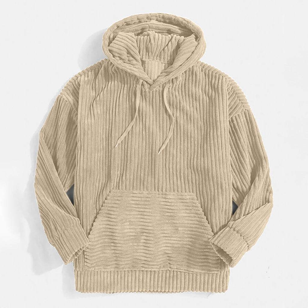 Corduroy Long Sleeve Solid Drop Shoulder Hoodie