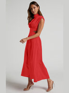 Modern Cutout Mock Neck Sleeveless Ruched Dress Elegant Dress For Women Stevvex