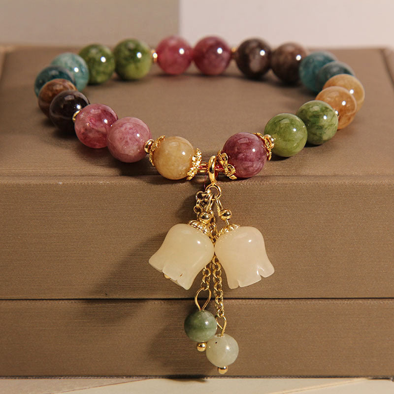 Natural Color Tourmaline Female Summer Ins Lily Pendant Bracelet Pi-Mart