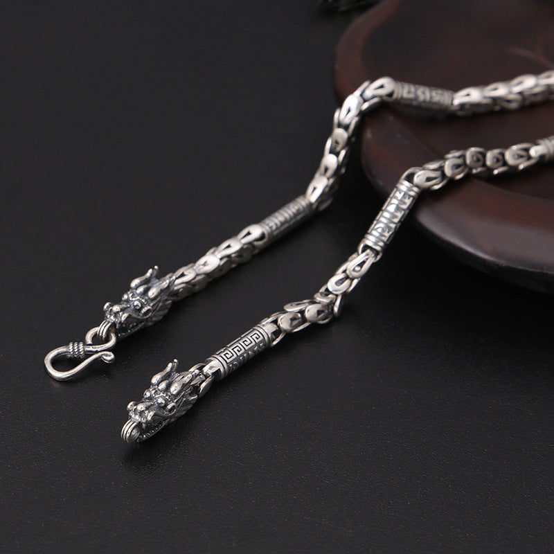 S925 Sterling Silver Men's Classic Vintage Thai Silver Necklace Pi-Mart