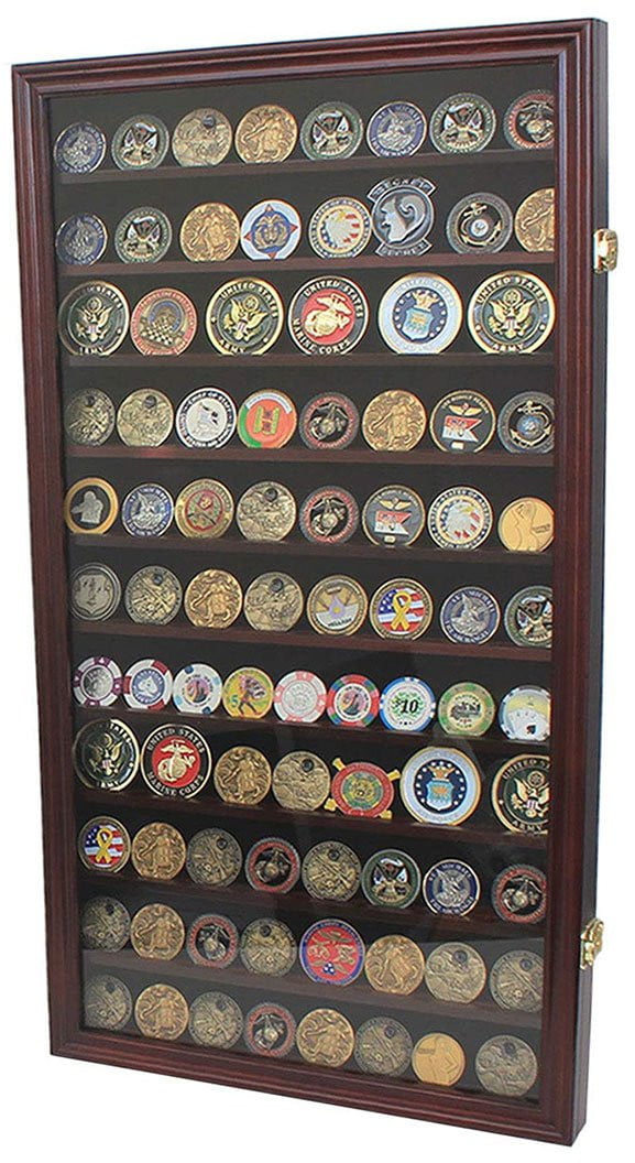 Large Military Challenge Coin Display Case Cabinet Rack Holder The Military Gift Store