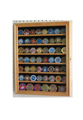 Lockable Military Challenge Coin Display Case Cabinet Rack Holder (Oak Finish) The Military Gift Store