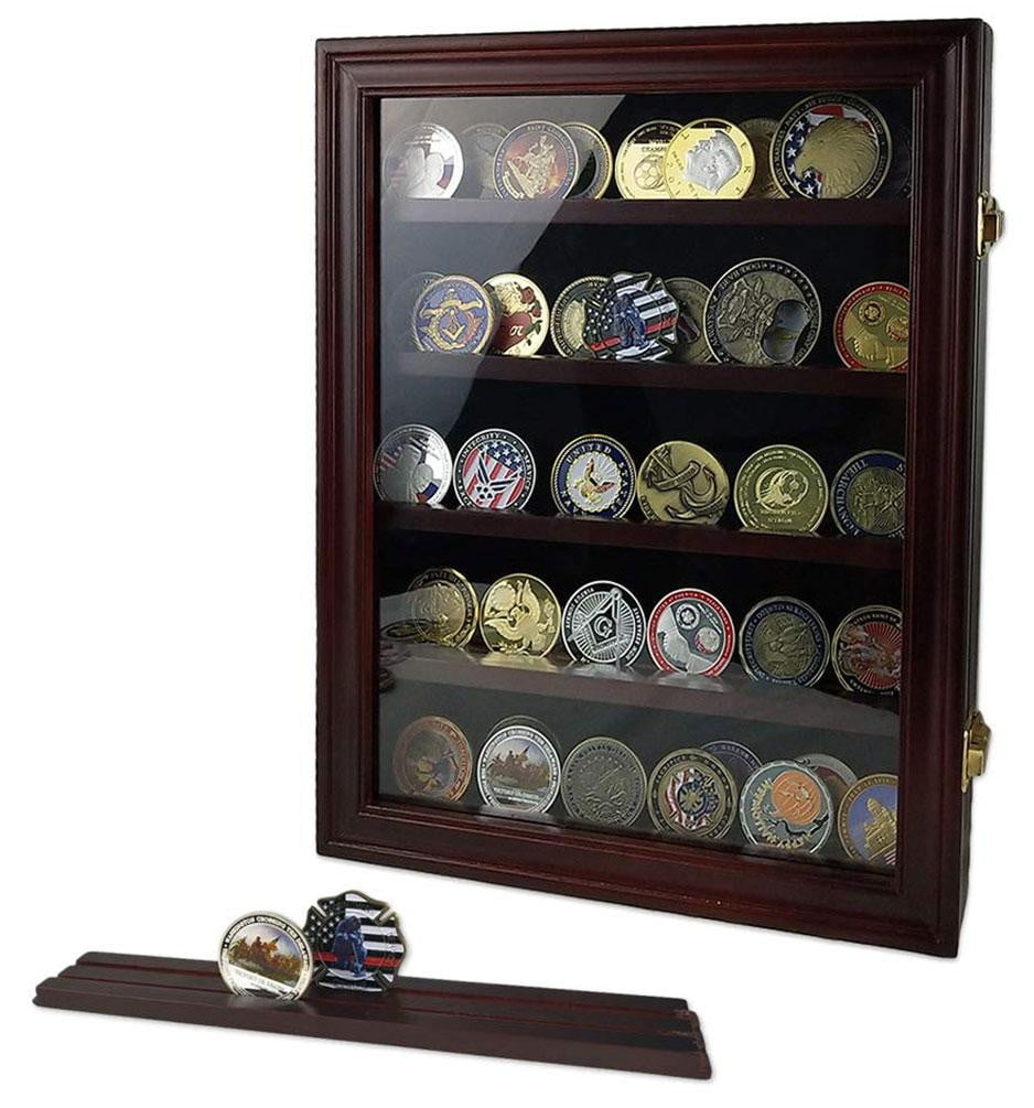 Military Challenge Coin Display Case Cabinet Rack Holder Shadow Box The Military Gift Store
