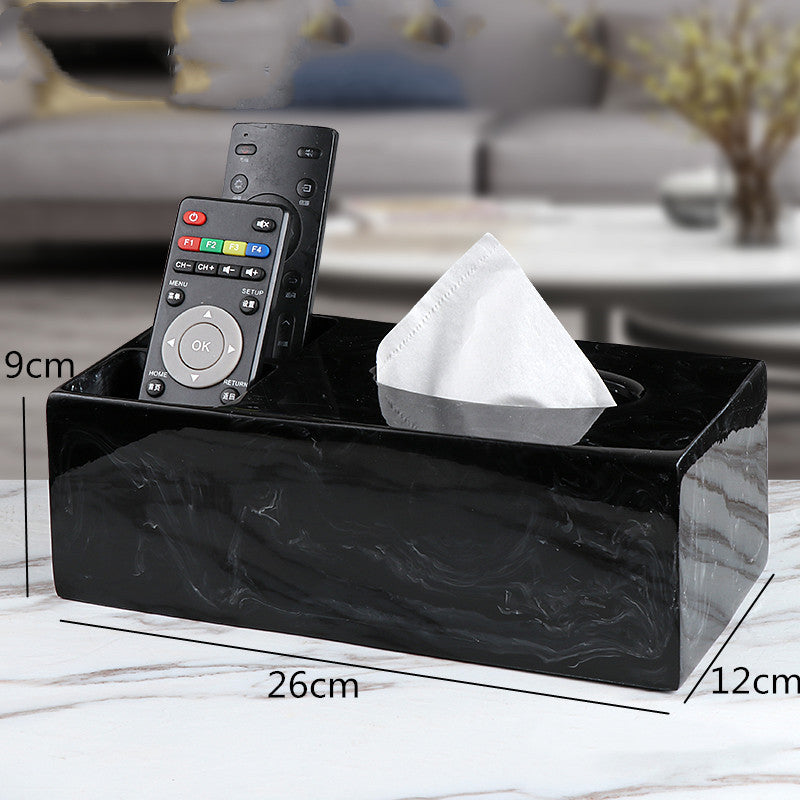 Living Room Simple Modern Light Luxury Creative Napkin Paper Box Marble Pattern Pi-Mart