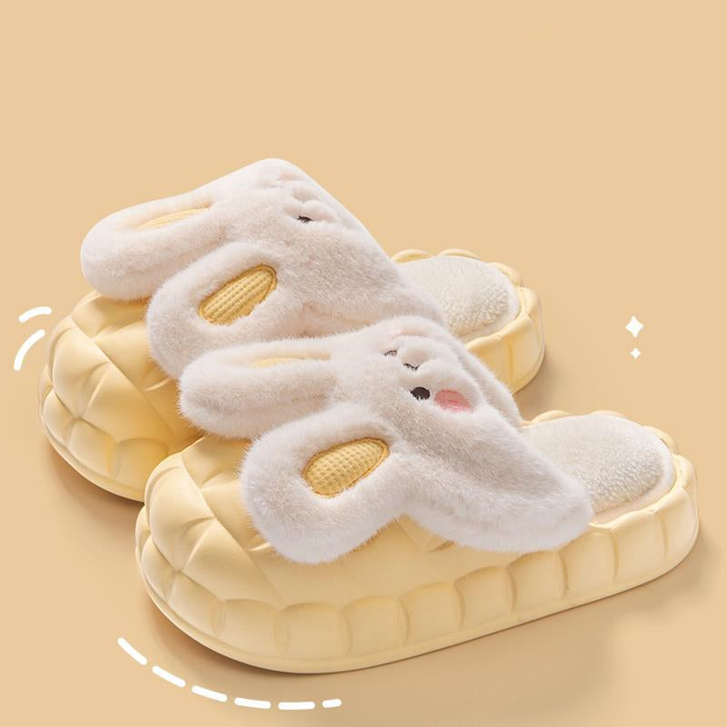 Cute Rabbit Shoes Winter Fuzzy Slippers Women Detachable Washable House Shoes Pi-Mart