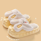 Cute Rabbit Shoes Winter Fuzzy Slippers Women Detachable Washable House Shoes Pi-Mart