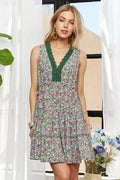 Lace Detail V-Neck Sleeveless Mini Dress For Women – Romantic, Elegant, Feminine, Stylish, Sophisticated Charm Stevvex
