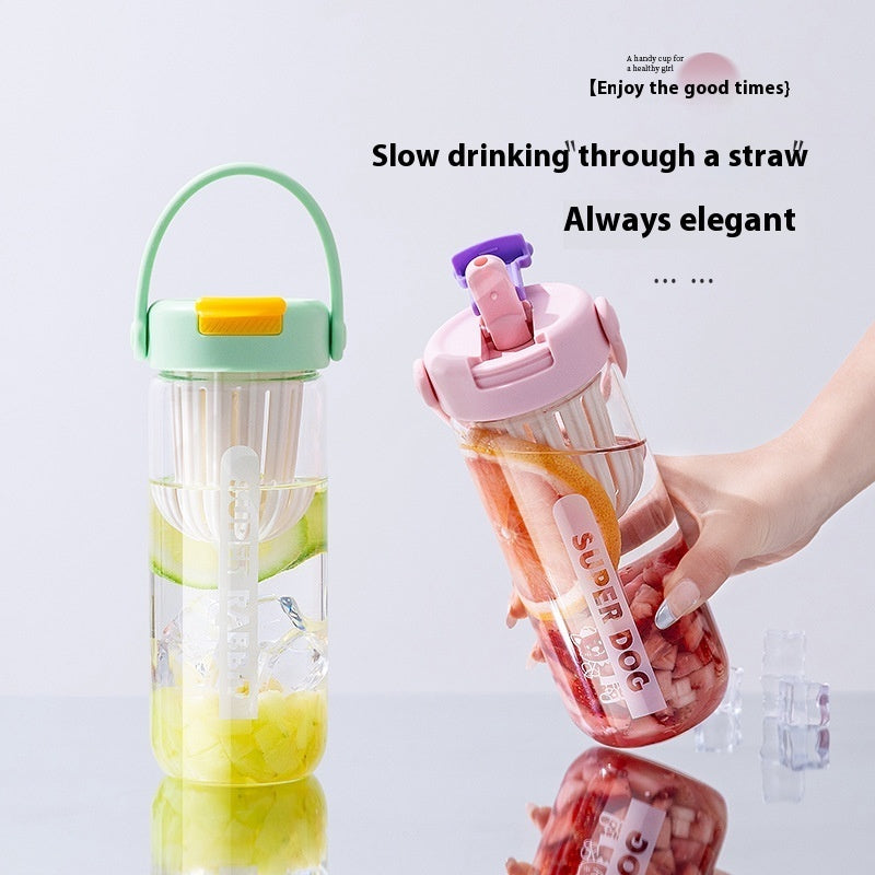 Glass Simple And Portable With Straw Cup Pi-Mart