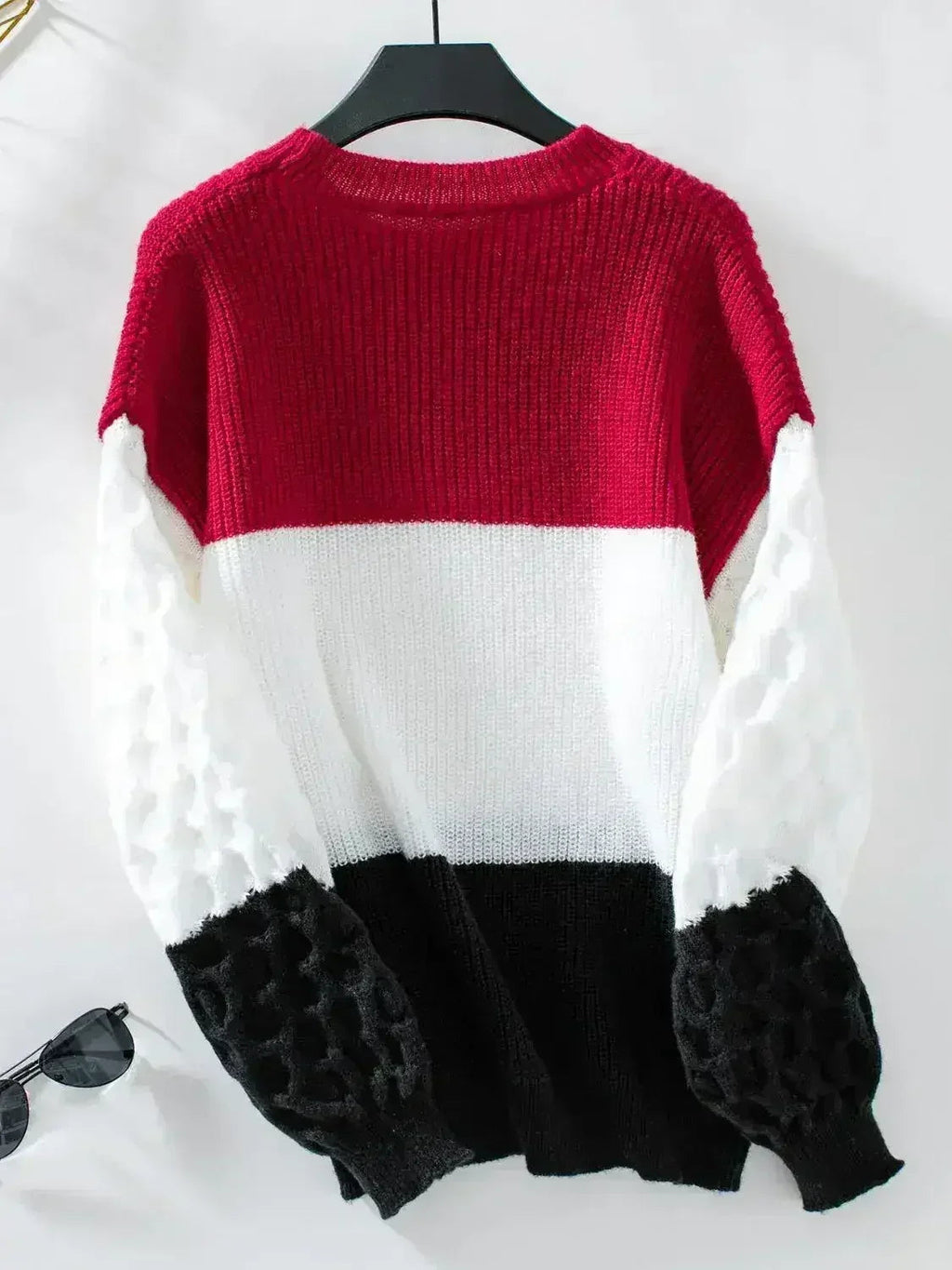 Color Block Round Neck Long Sleeve Sweater - SJB-DIAMOND ELITES