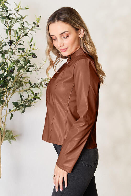 Women Classic Neck Zip-Up Jacket For Everyday Wear Elegant Girls Jacket Stevvex