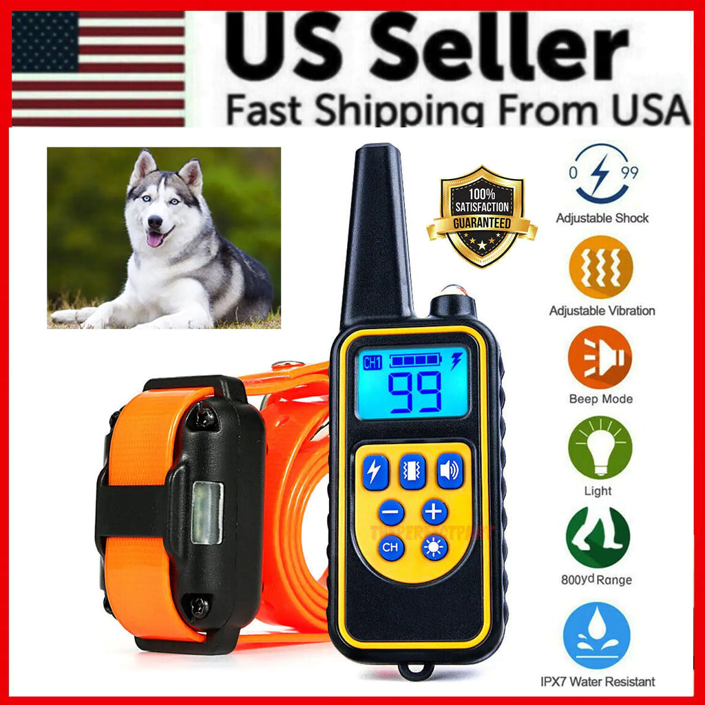 2700 FT Remote Dog Shock Training Collar Rechargeable Waterproof LCD Pet Trainer Pi-Mart
