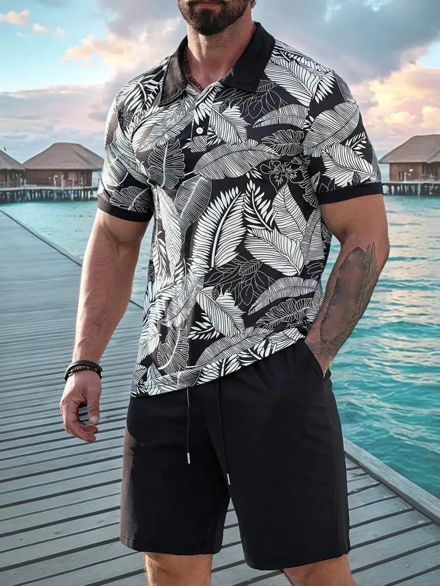 3D Digital Printing Men's Casual Loose Shirt Shorts