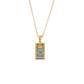 Fashion Tarot Necklace With Rhinestones Diamond Set Pendant Stainless Steel Rectangular Drip Necklace Jewelry Pi-Mart