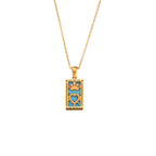 Fashion Tarot Necklace With Rhinestones Diamond Set Pendant Stainless Steel Rectangular Drip Necklace Jewelry Pi-Mart