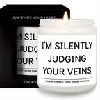 5.3oz Soy Wax Scented Candle with Inspirational Message - "I'm Silent Judging Your Veins for Loving You" - Perfect Appreciation Gift for Nurses, Nursing Students, and Loved Ones on Birthdays, Graduations, or Nurse's Day, Nurs