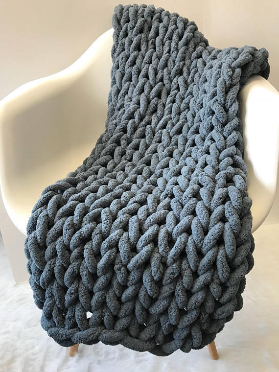 Hand-knitted Blankets With Ins Coarse Wool Pi-Mart