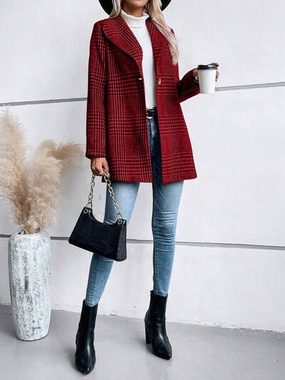 Women's Plaid Collared Neck Buttoned Long Sleeve Jacket – Classic & Lightweight Outerwear for Everyday Wear Stevvex