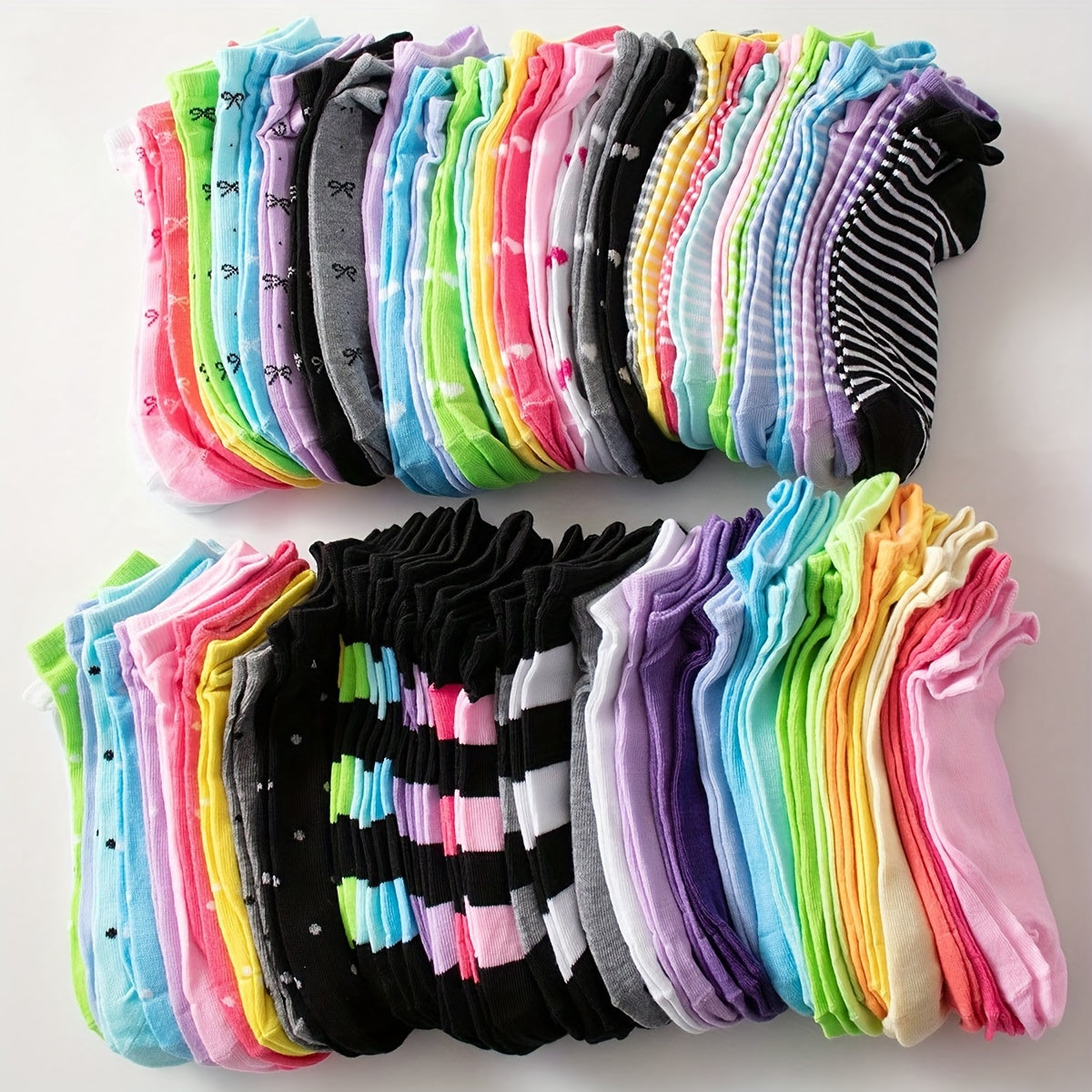 20/40 Pairs Heart Print Socks, Valentine's Day Candy Colored Ankle Socks, Women's Stockings & Hosiery Lootquake LLC
