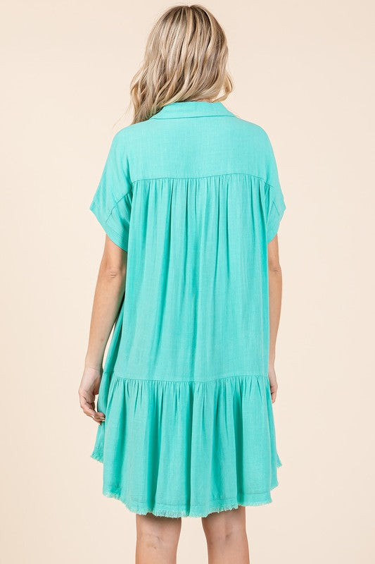 New Summer Linen Blend Button Down Shirt Mini Dress For Women – Fluttering, Casual, Timeless and Versatile Wardrobe Staple Stevvex