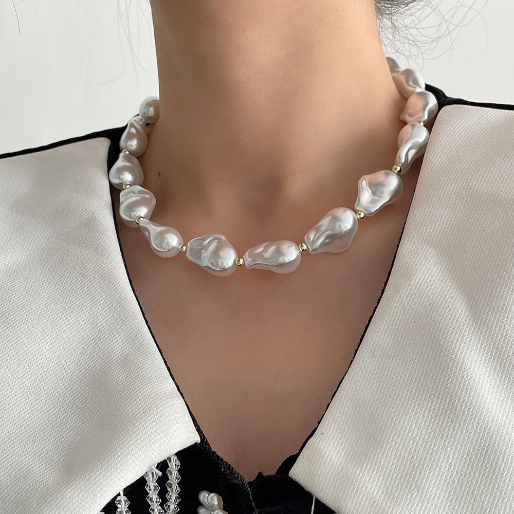 Baroque Pearl Buckle Necklace Pi-Mart