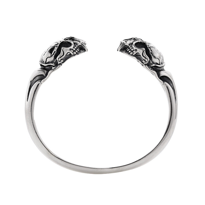 Male S925 Sterling Silver Beast Skull Bracelet Pi-Mart