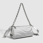 Women's versatile design crossbody bag, chain silver shoulder bag, small metallic purse crossbody
