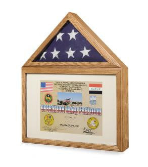 Flag Medal Display case, Flag and Medal Shadowcase cherry finish The Military Gift Store