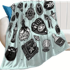 1pc Witch Gothic Blanket Lightweight Flannel