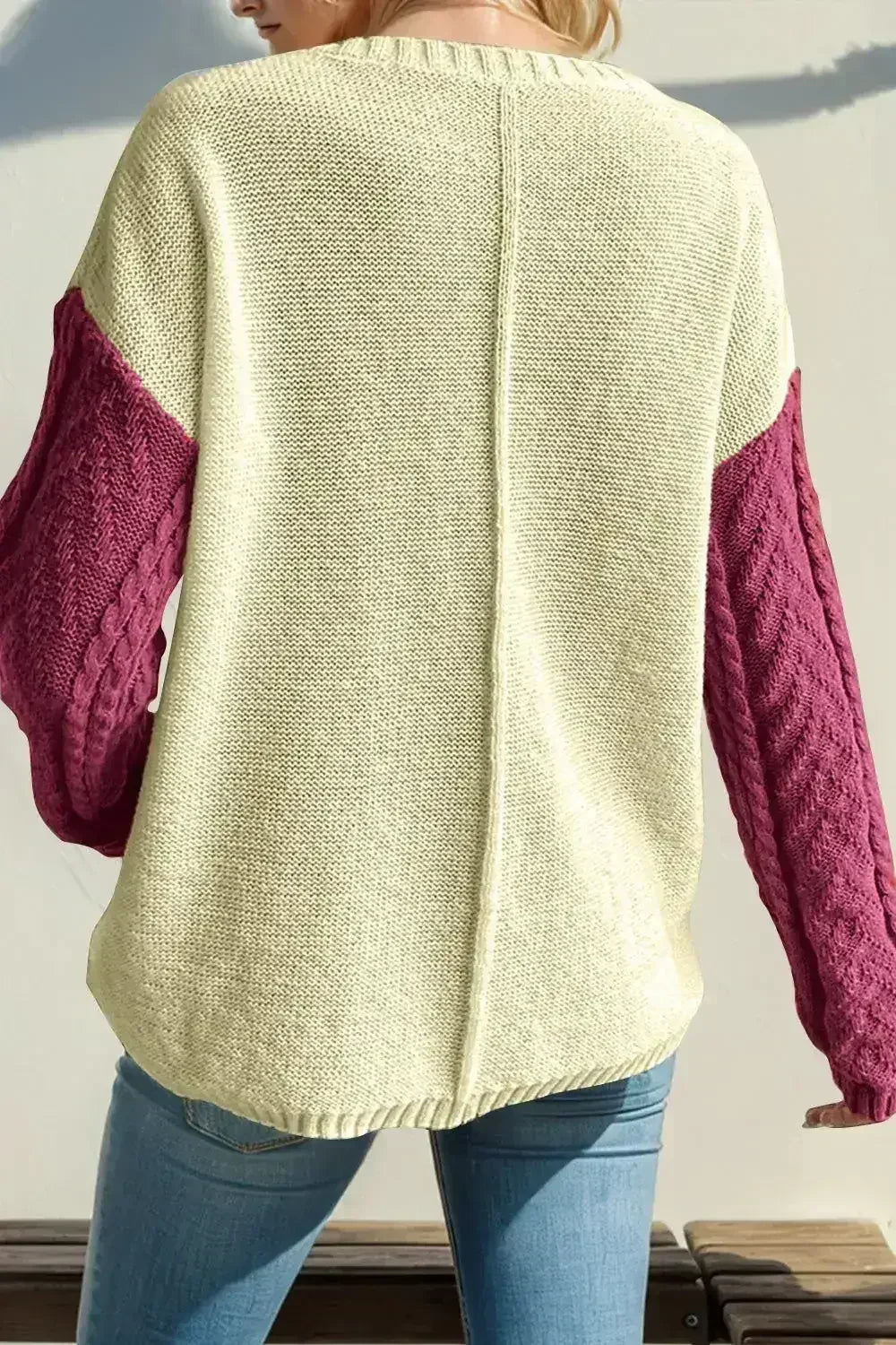Double Take Full Size Color Block Drop Shoulder Sweater - SJB-DIAMOND ELITES