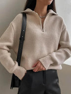 Turtleneck Zipper Sweater Pi-Mart